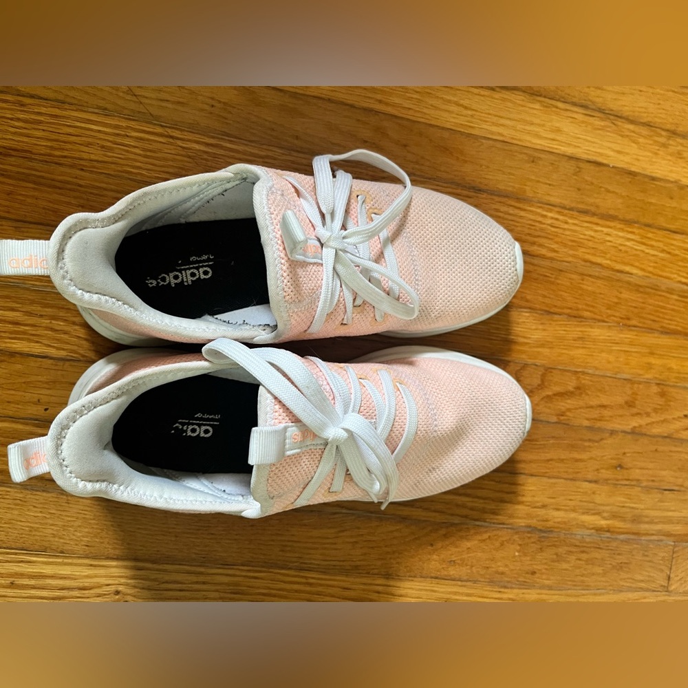 Adidas Women's Soft Pink and White Sneakers size 8